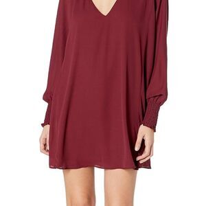 Show Me Your Mumu Noma Long Sleeve Burgundy Red Shift Dress